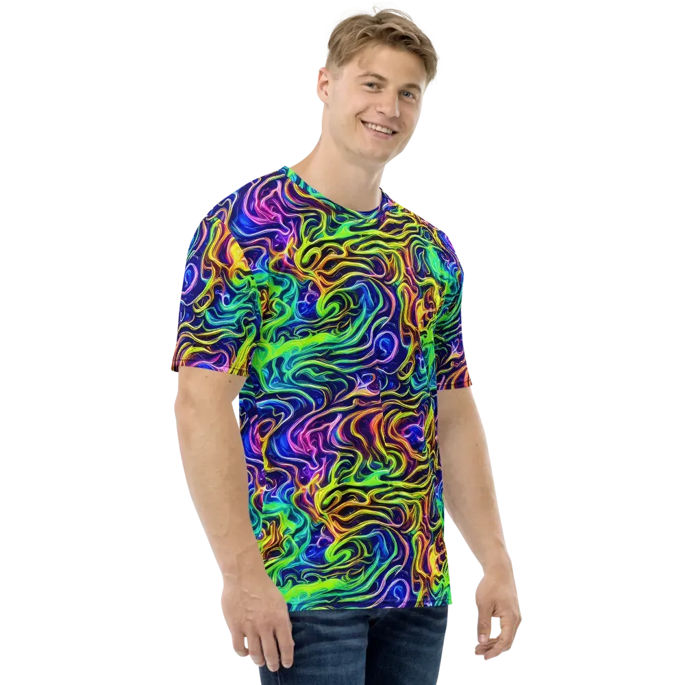 Acid Wave on Men's Crew Neck T-Shirt — Right