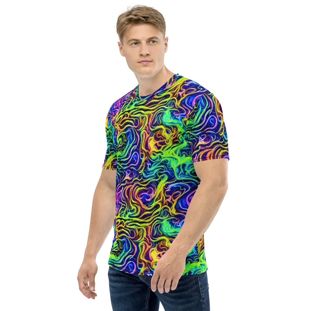 Acid Wave on Men's Crew Neck T-Shirt — Left