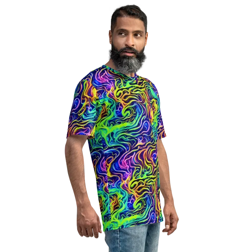 Acid Wave on Men's Crew Neck T-Shirt — Right