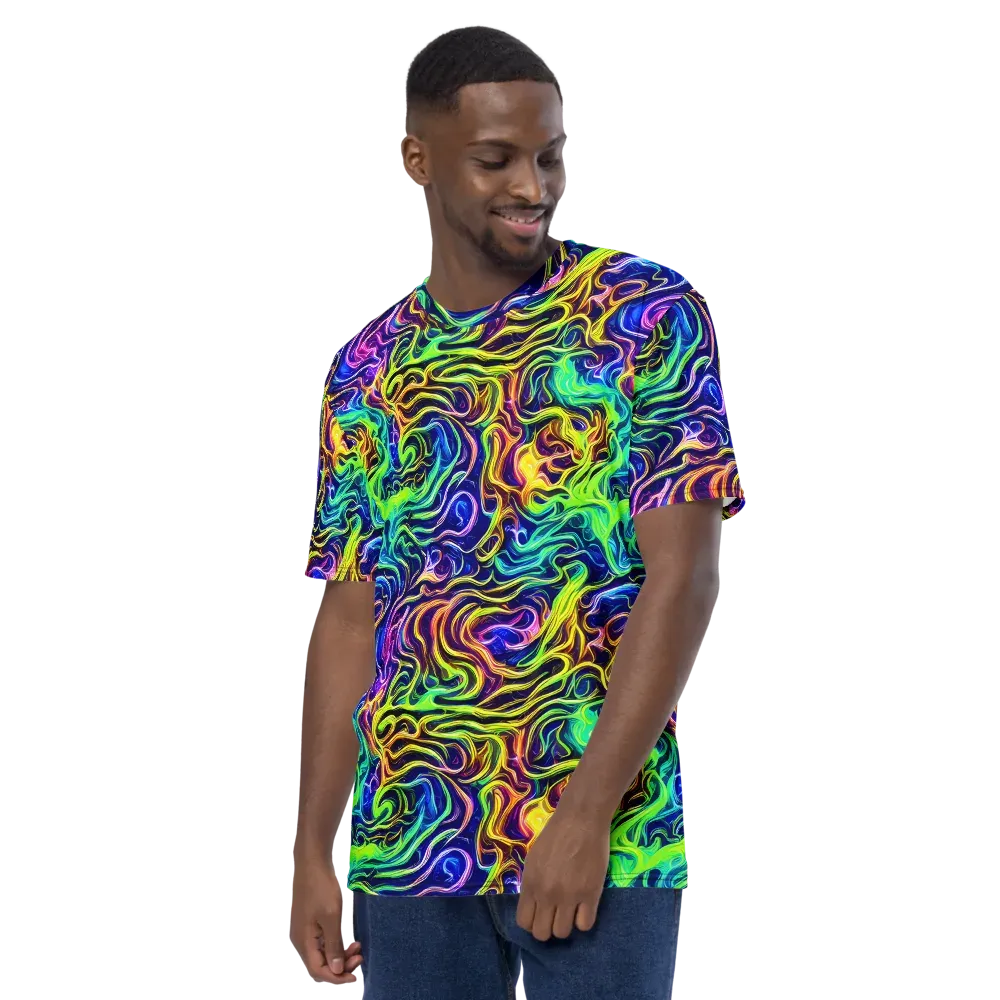 Acid Wave on Men's Crew Neck T-Shirt — Left