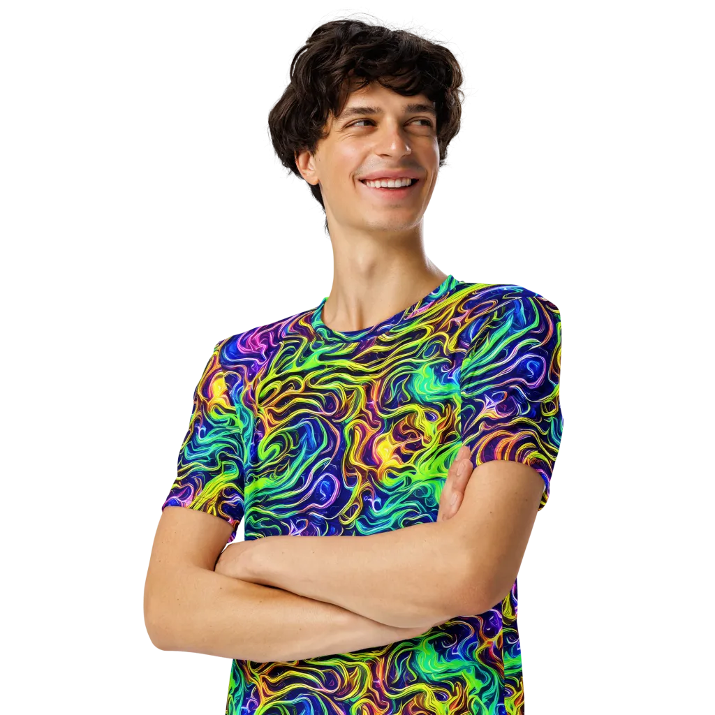Acid Wave on Men's Crew Neck T-Shirt — Left Front
