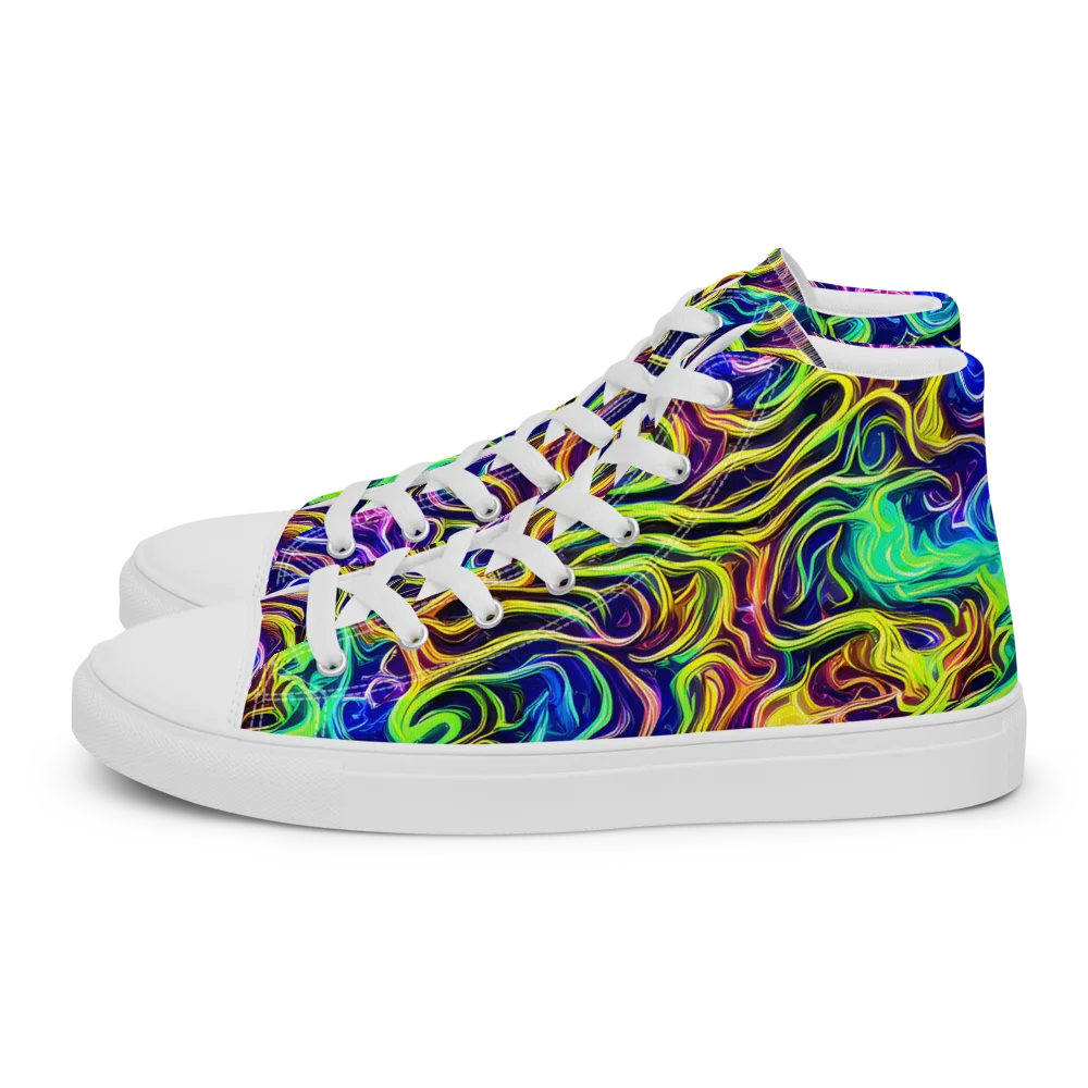 Acid Wave on Men's High Top Canvas Shoes — Left