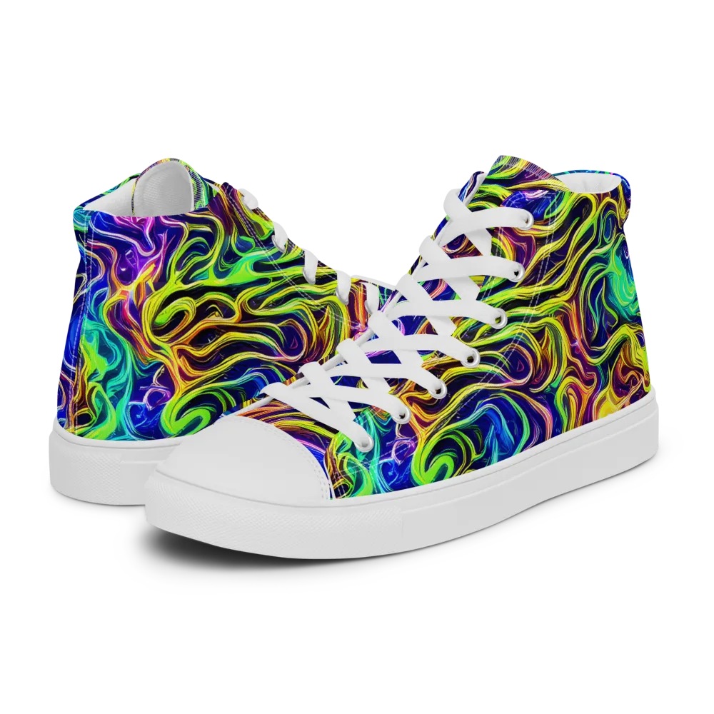 Acid Wave on Men's High Top Canvas Shoes — Left