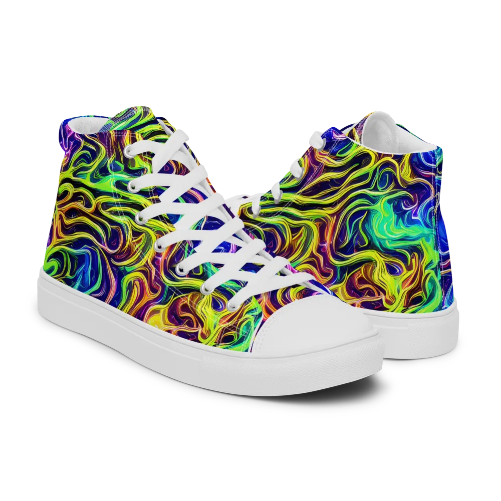 Acid Wave on Men's High Top Canvas Shoes — Right