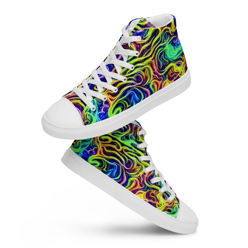 Acid Wave on Men's High Top Canvas Shoes — Front