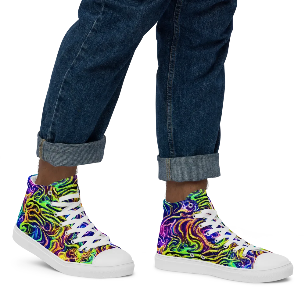 Acid Wave on Men's High Top Canvas Shoes — Right