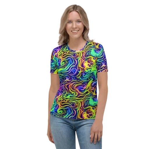 Acid Wave on a Women's Crew Neck T-Shirt