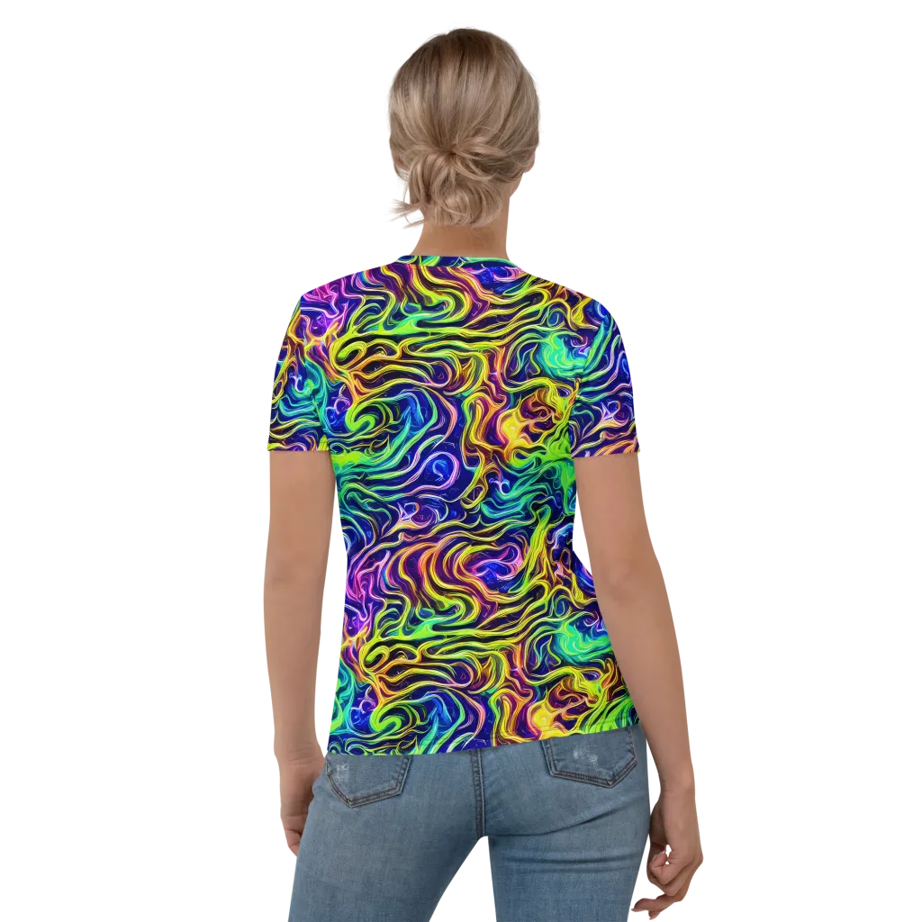 Acid Wave on Women's Crew Neck T-Shirt — Back