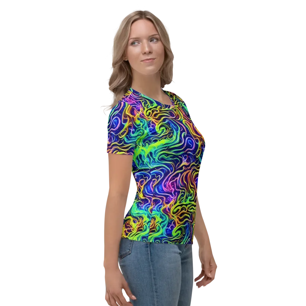 Acid Wave on Women's Crew Neck T-Shirt — Right