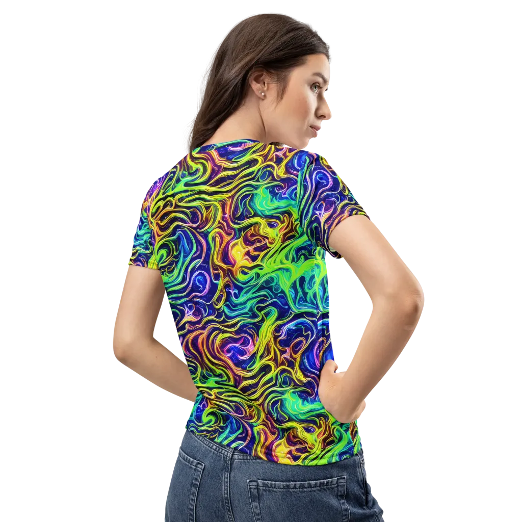 Acid Wave on Women's Crew Neck T-Shirt — Back