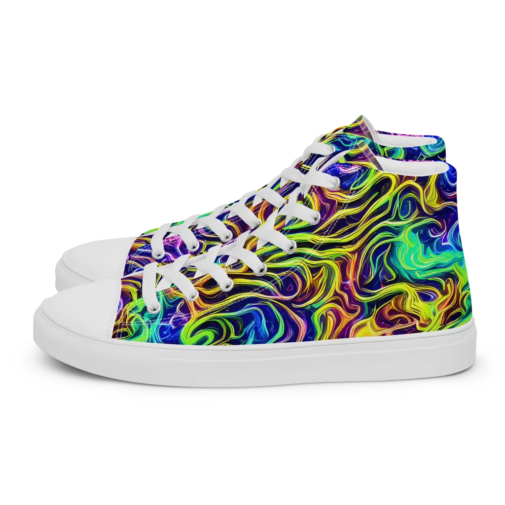 Acid Wave on Women's High Top Canvas Shoes — Left