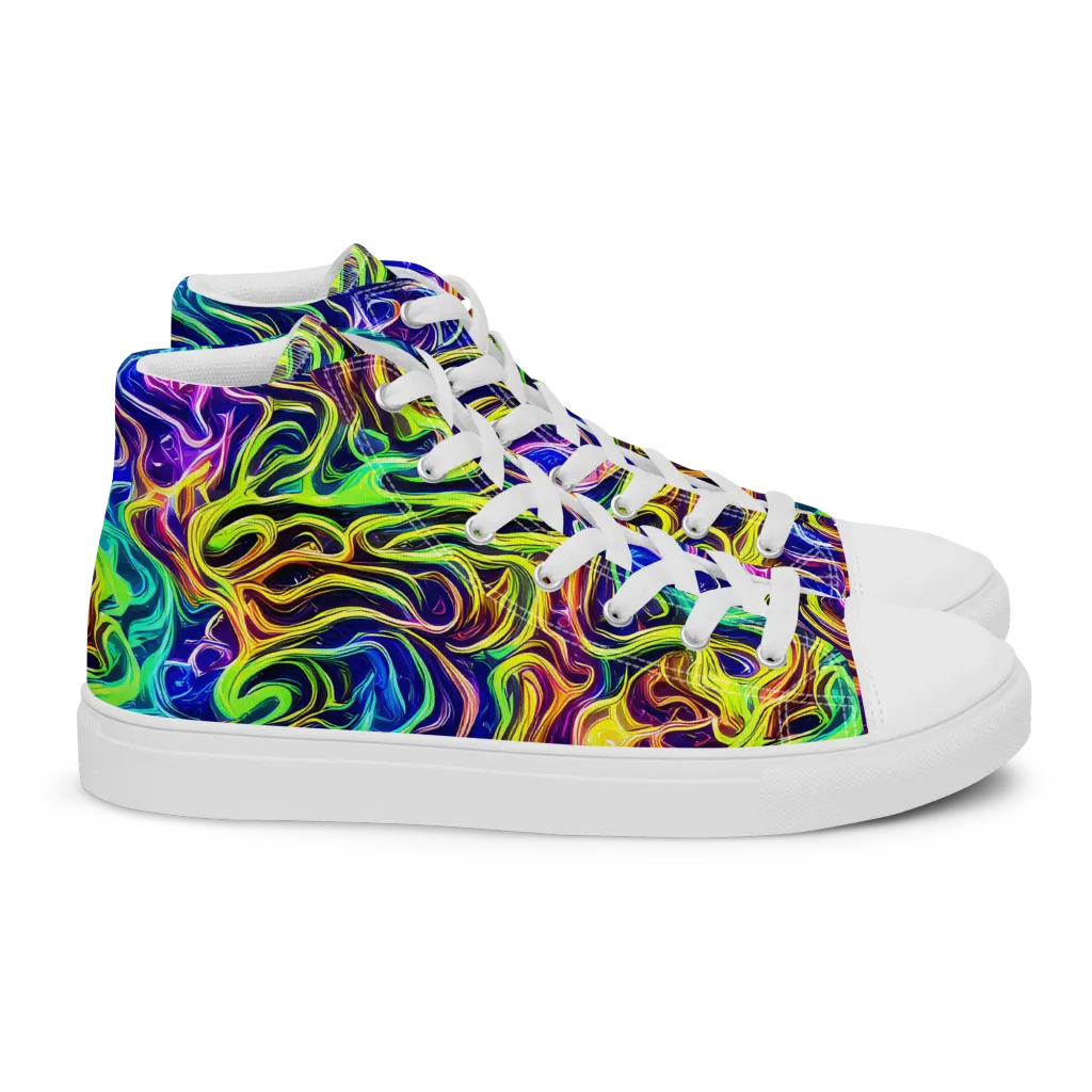 Acid Wave on Women's High Top Canvas Shoes — Right