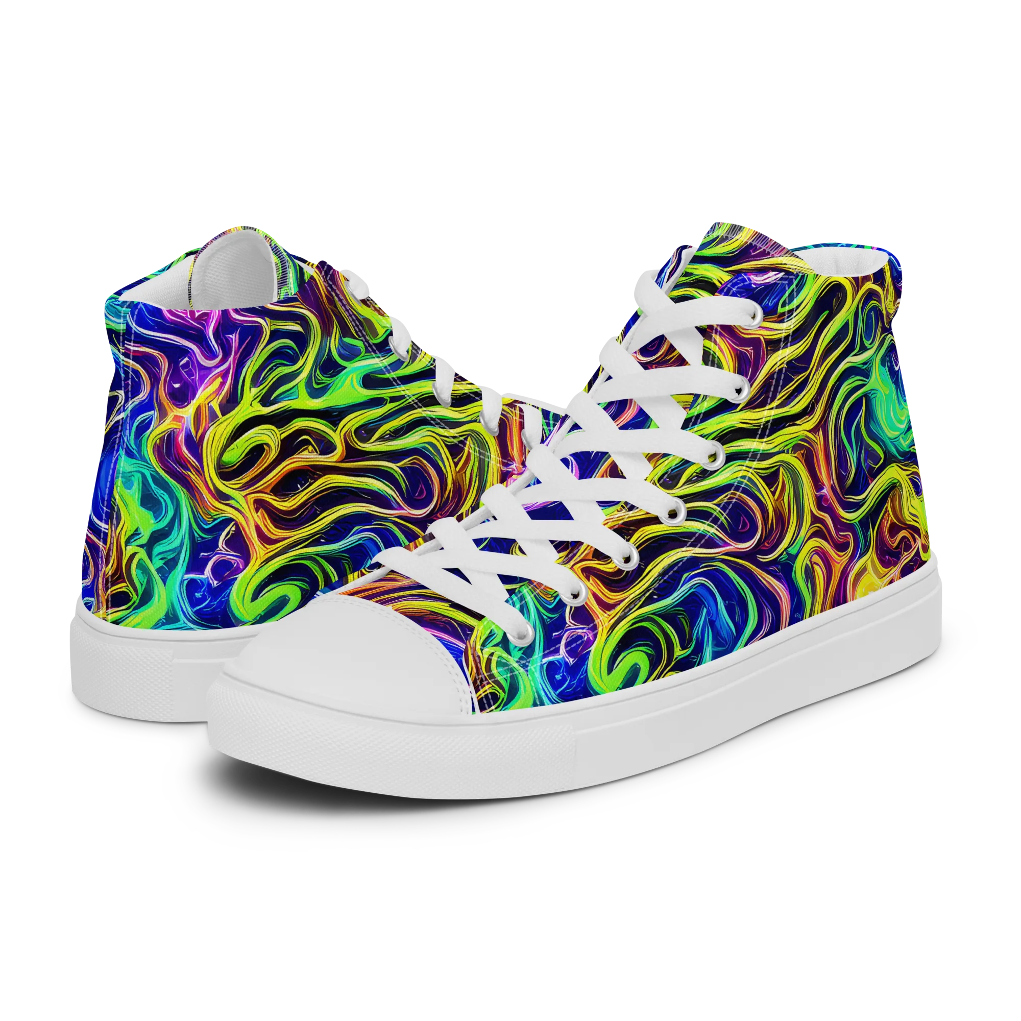 Acid Wave on Women's High Top Canvas Shoes — Left