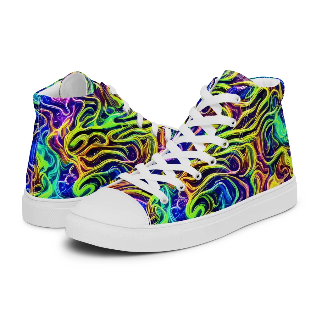 Acid Wave on Women's High Top Canvas Shoes — Left