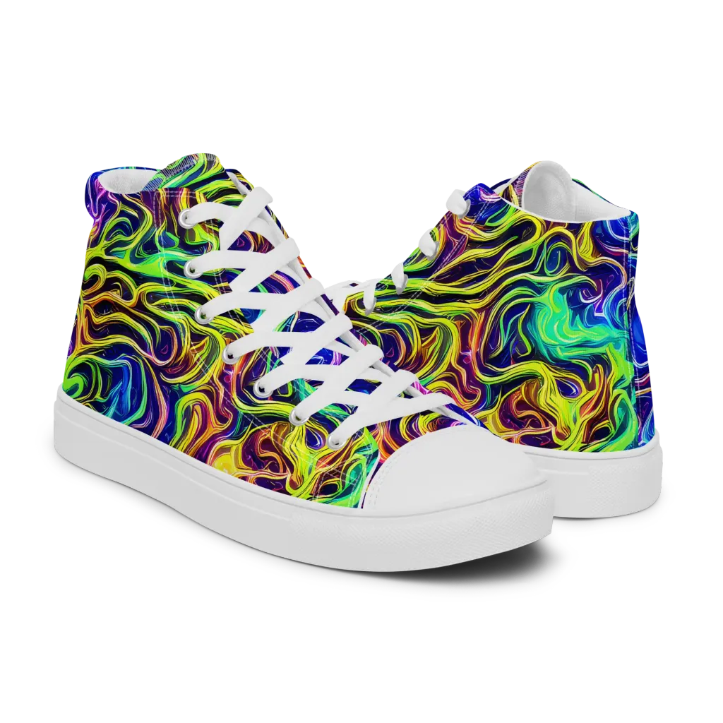 Acid Wave on Women's High Top Canvas Shoes — Right