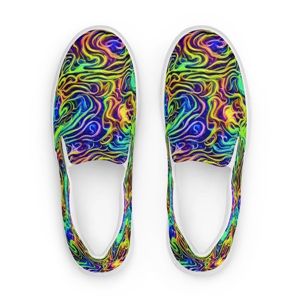 Acid Wave on Men's Slip-On Canvas Shoes — Front