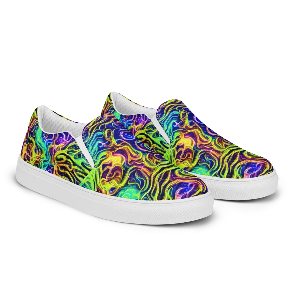 Acid Wave on Men's Slip-On Canvas Shoes — Right Front
