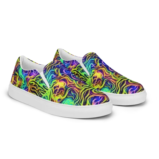 Acid Wave on a Men's Slip-On Canvas Shoes