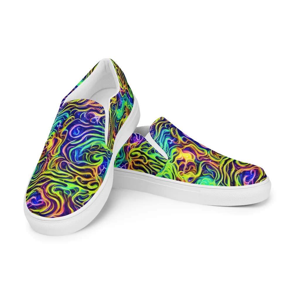 Acid Wave on Men's Slip-On Canvas Shoes — Left Front