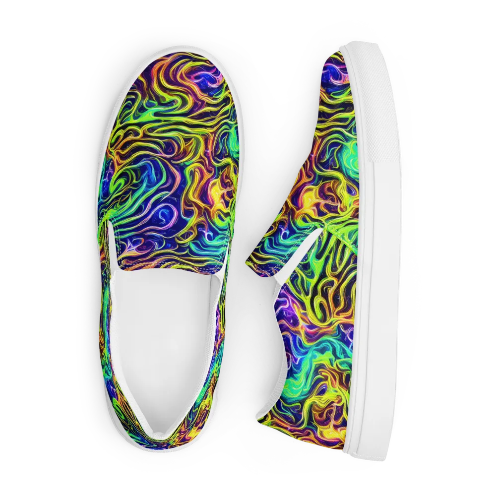 Acid Wave on Men's Slip-On Canvas Shoes — Front