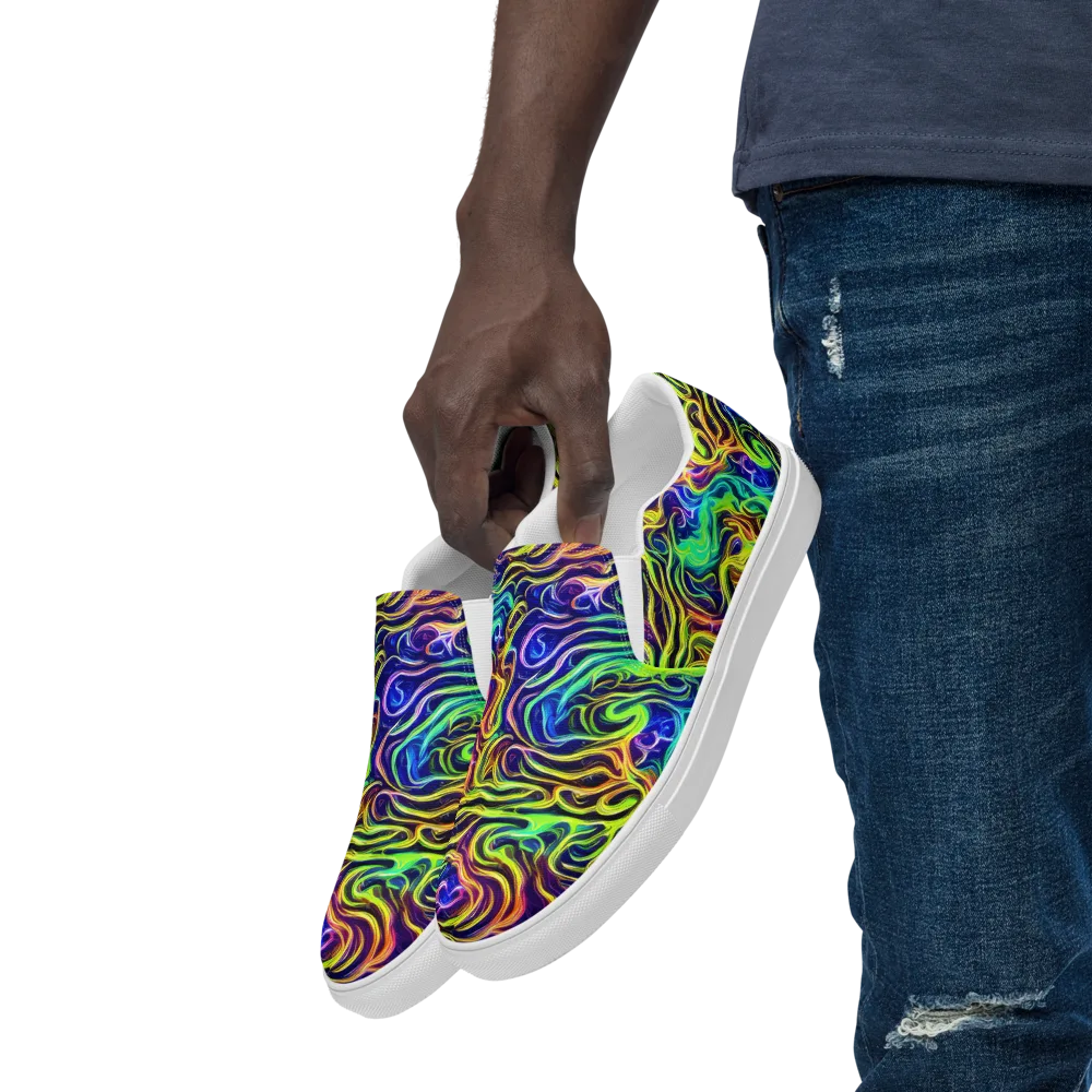 Acid Wave on Men's Slip-On Canvas Shoes — Left Front