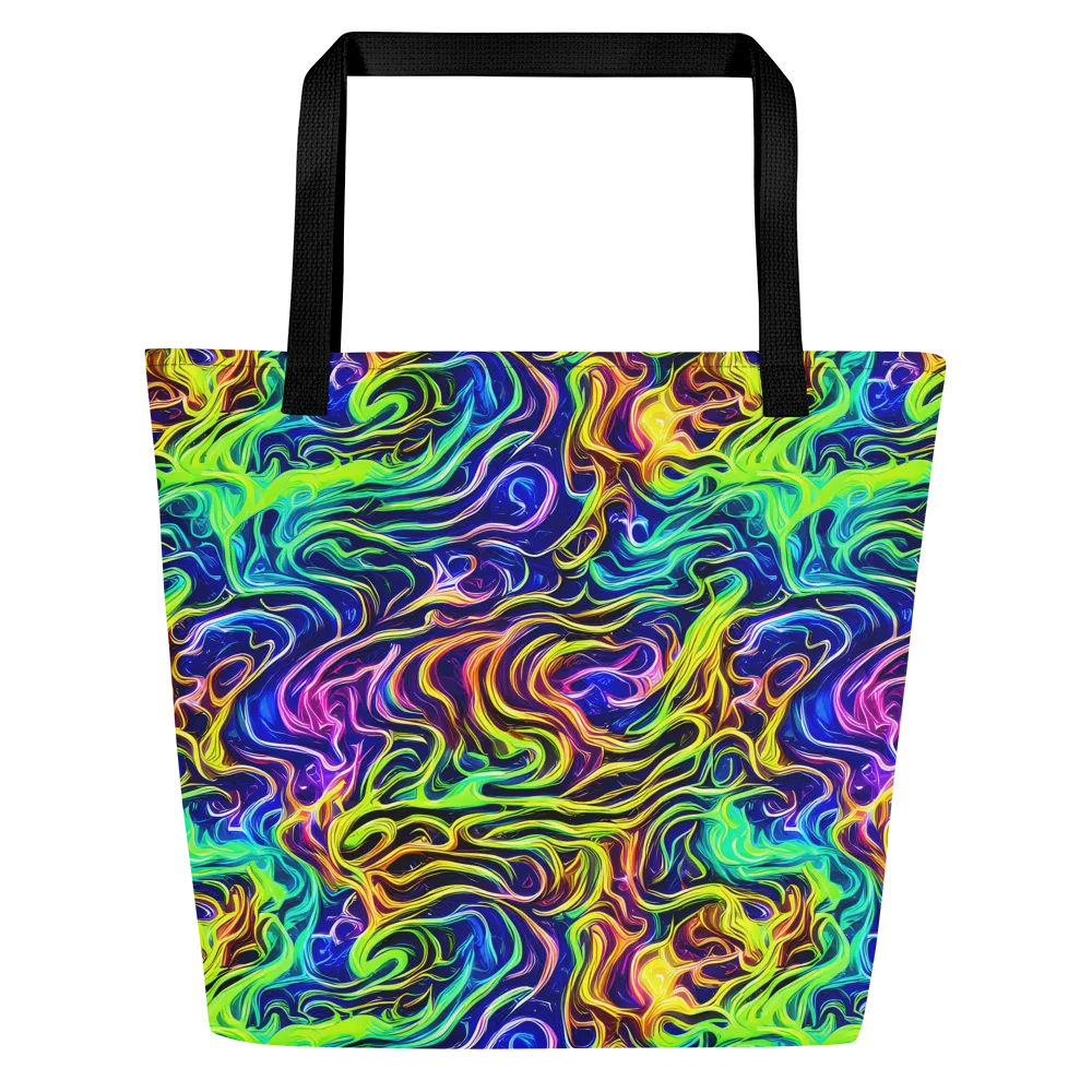 Acid Wave on Large Tote Bag W/ Pocket — Front