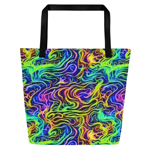 Acid Wave on a Large Tote Bag W/ Pocket
