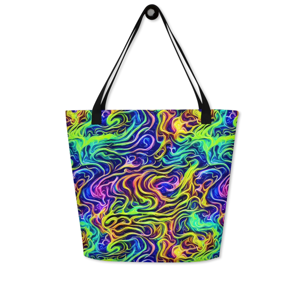 Acid Wave on Large Tote Bag W/ Pocket — Front