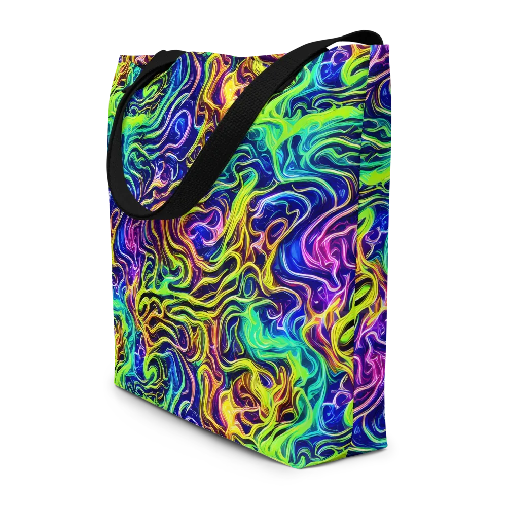 Acid Wave on Large Tote Bag W/ Pocket — Front