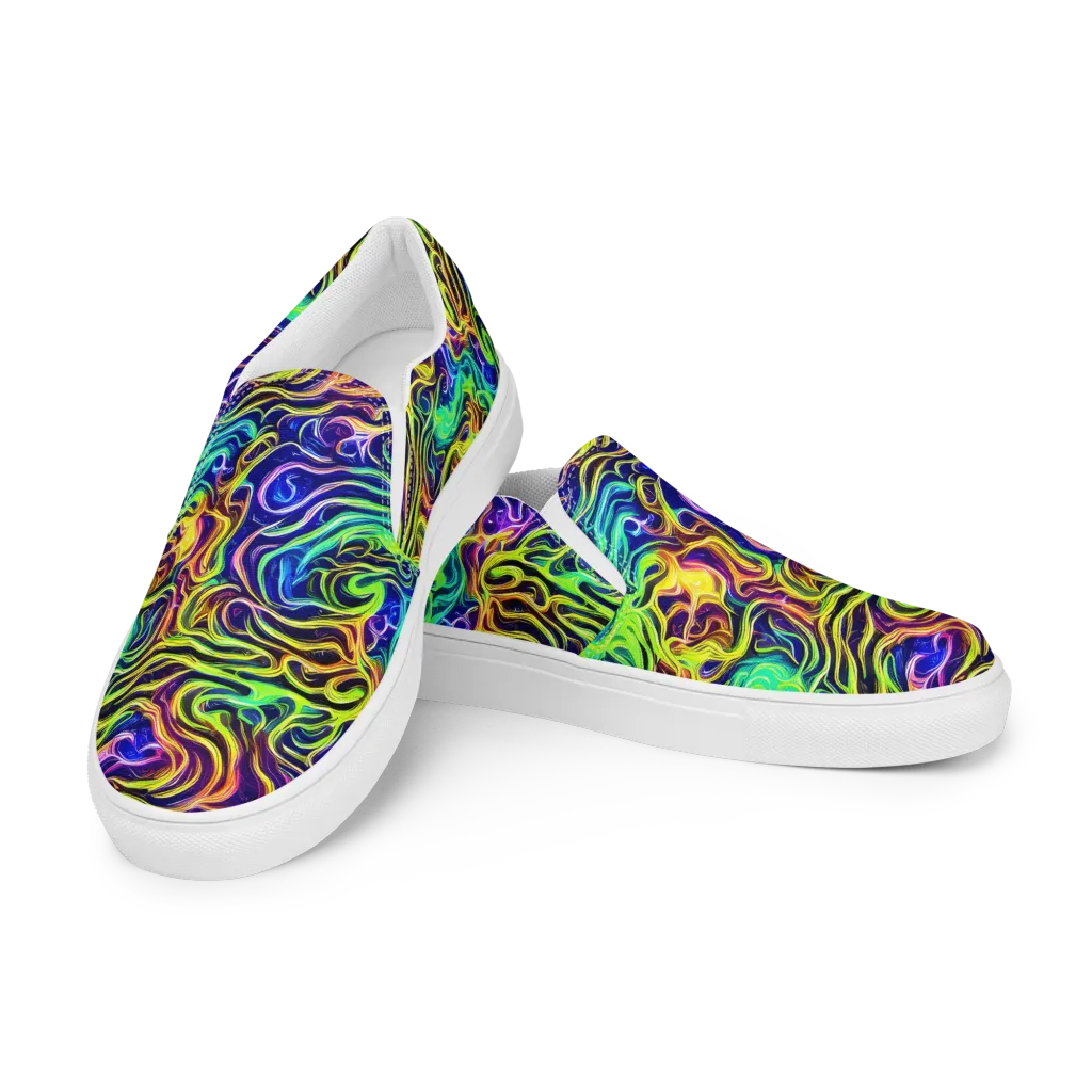 Acid Wave on Women's Slip-On Canvas Shoes — Left Front