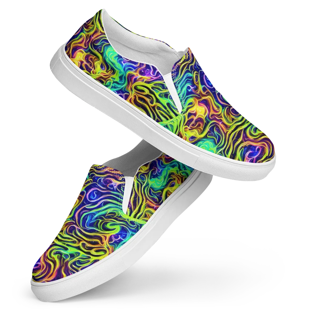 Acid Wave on Women's Slip-On Canvas Shoes — Front