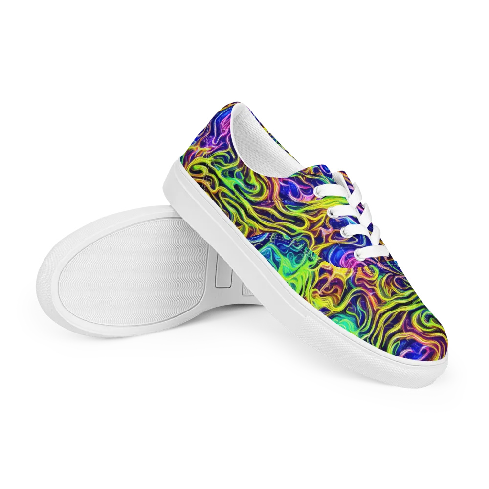 Acid Wave on Men's Lace-Up Canvas Shoes — Right Front