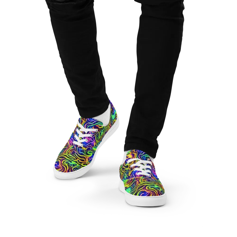 Acid Wave on Men's Lace-Up Canvas Shoes — Front