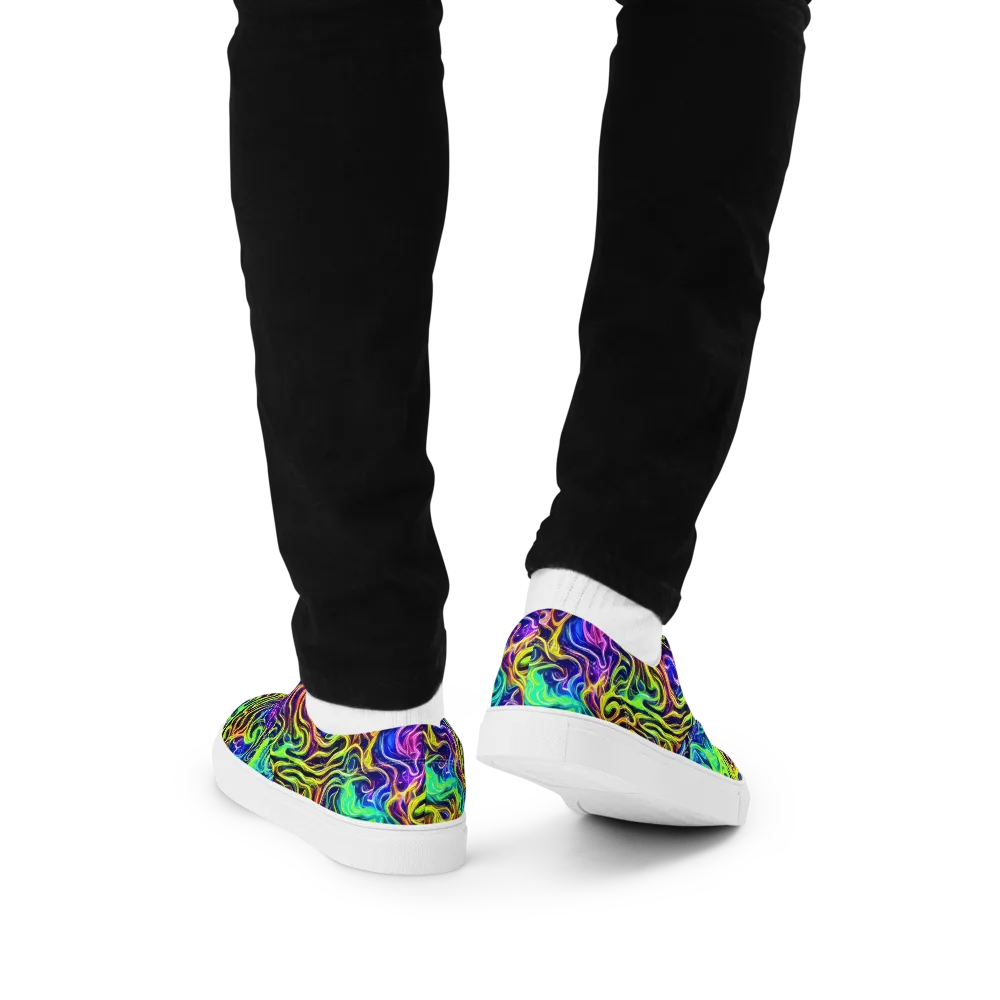 Acid Wave on Men's Lace-Up Canvas Shoes — Back