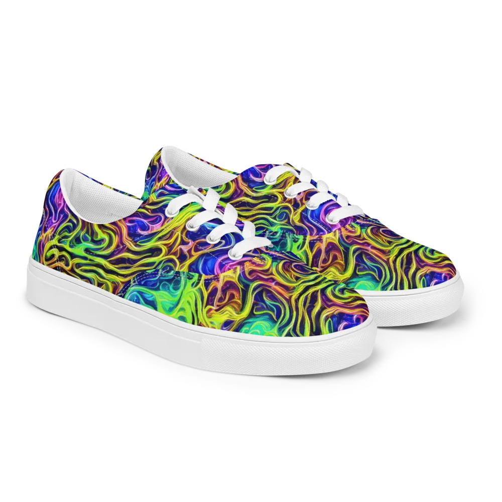 Acid Wave on Men's Lace-Up Canvas Shoes — Right Front