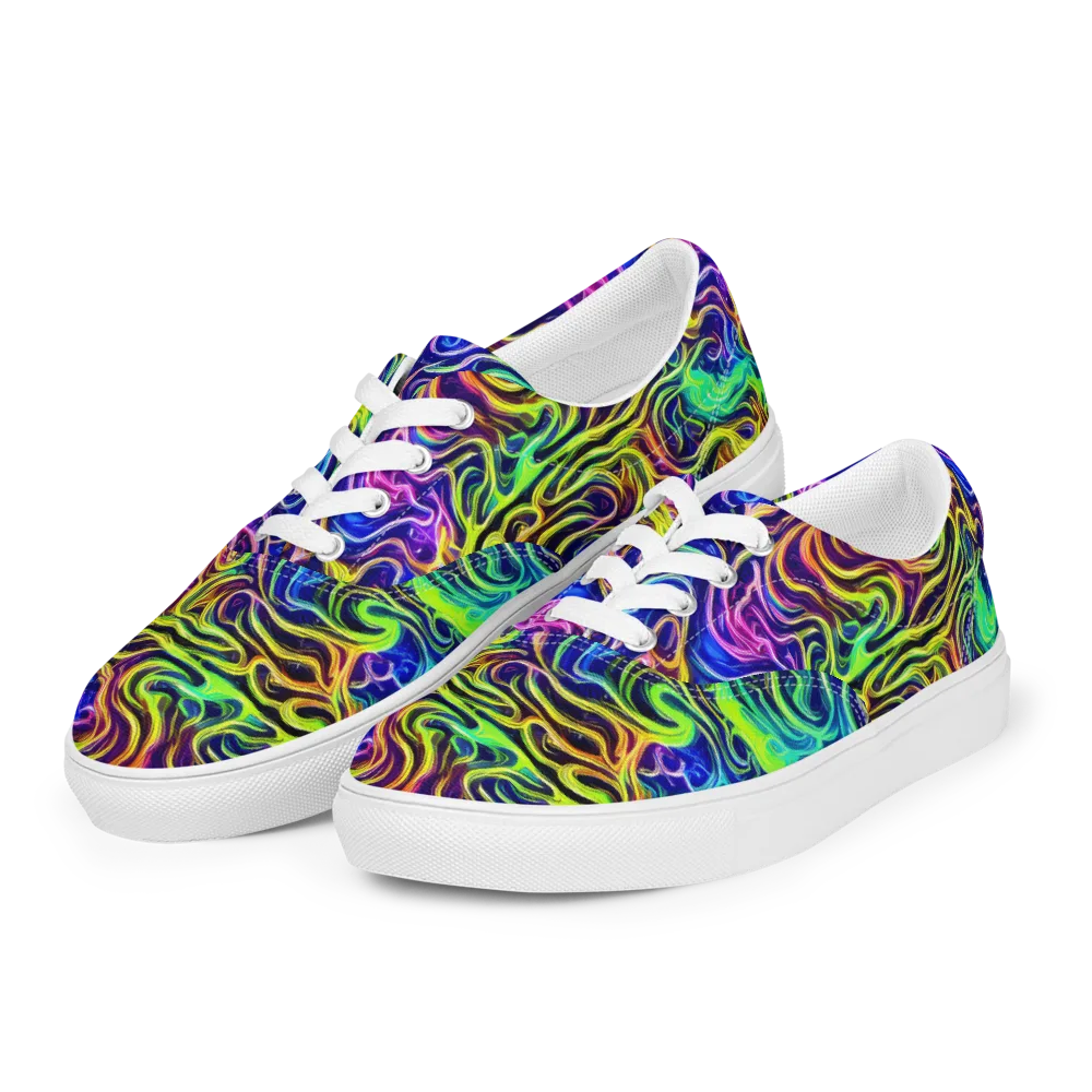Acid Wave on Men's Lace-Up Canvas Shoes — Left Front
