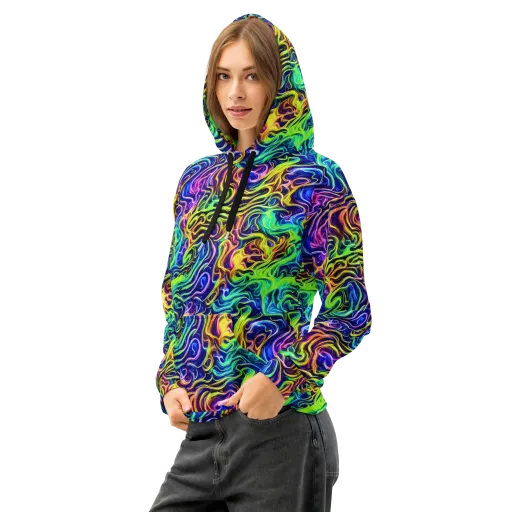 Acid Wave on a Cotton Hoodie