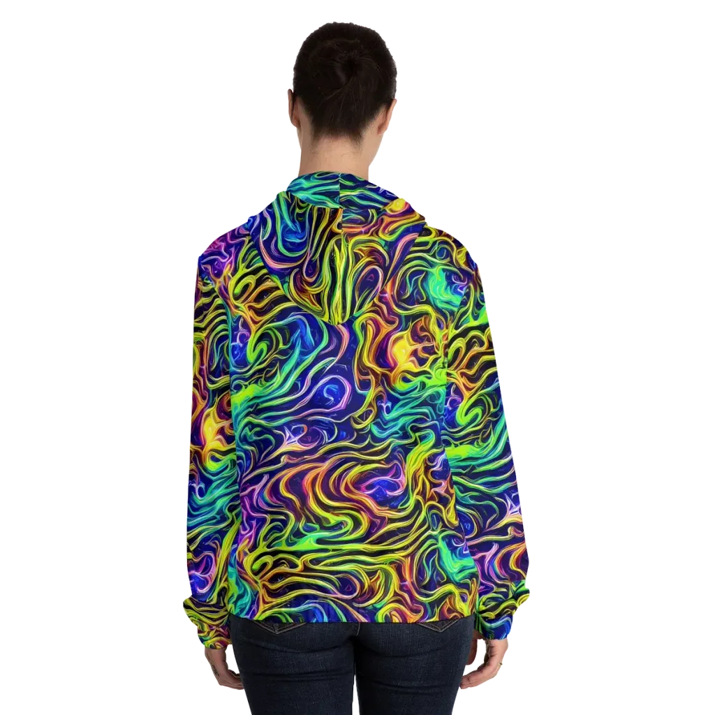 Acid Wave on Women's Full-Zip Hoodie — Back On Person