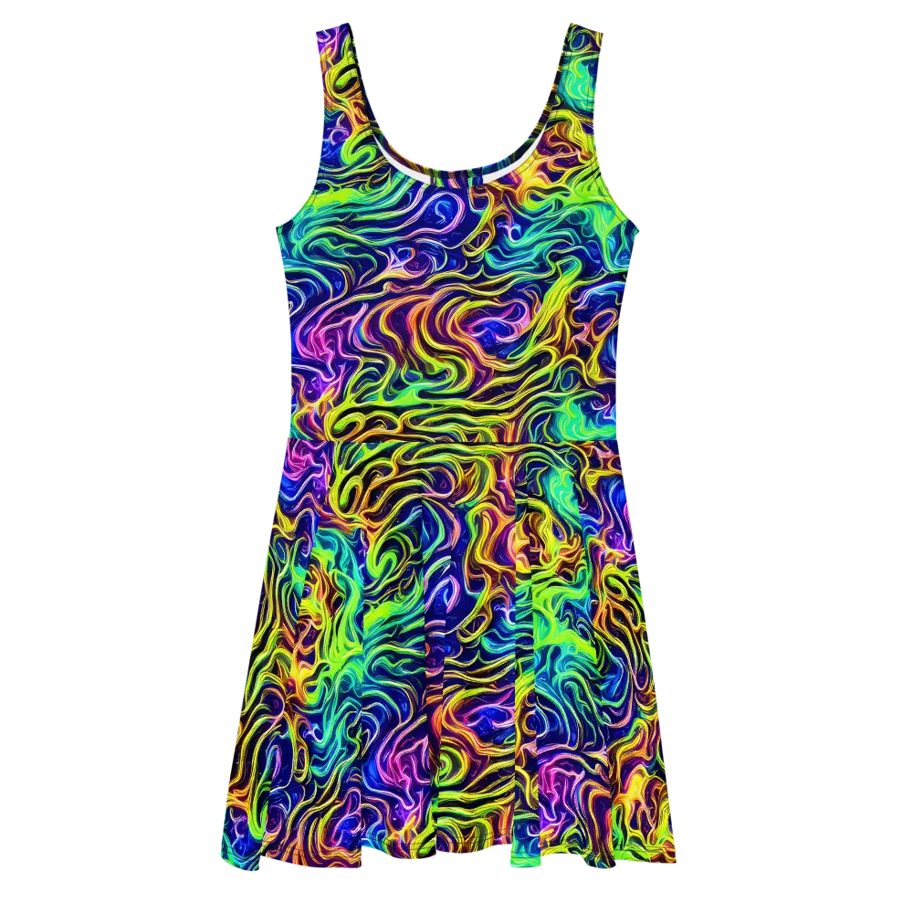 Acid Wave on Skater Dress — Front