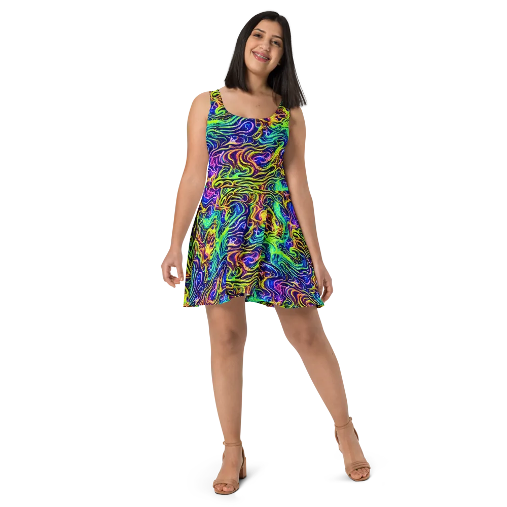 Acid Wave on Skater Dress — Front