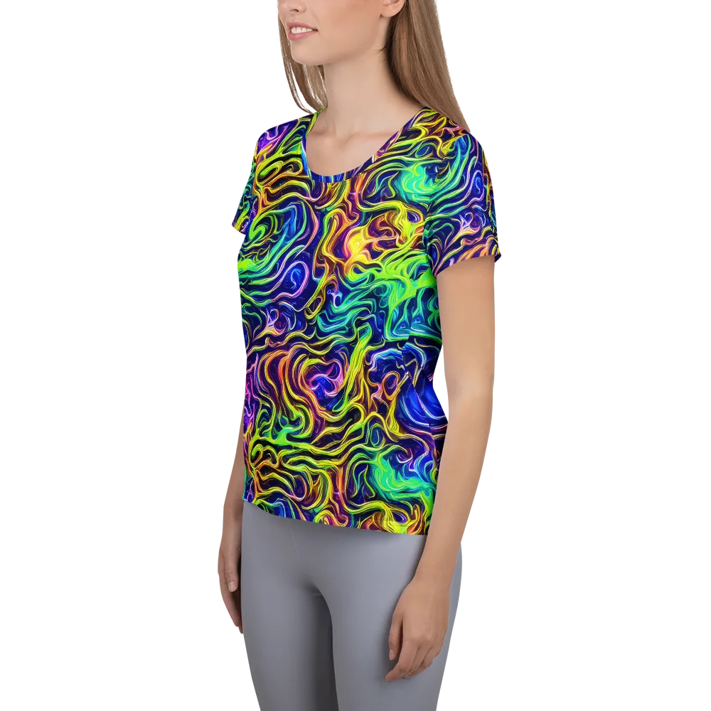 Acid Wave on Women's Athletic T-Shirt — Left