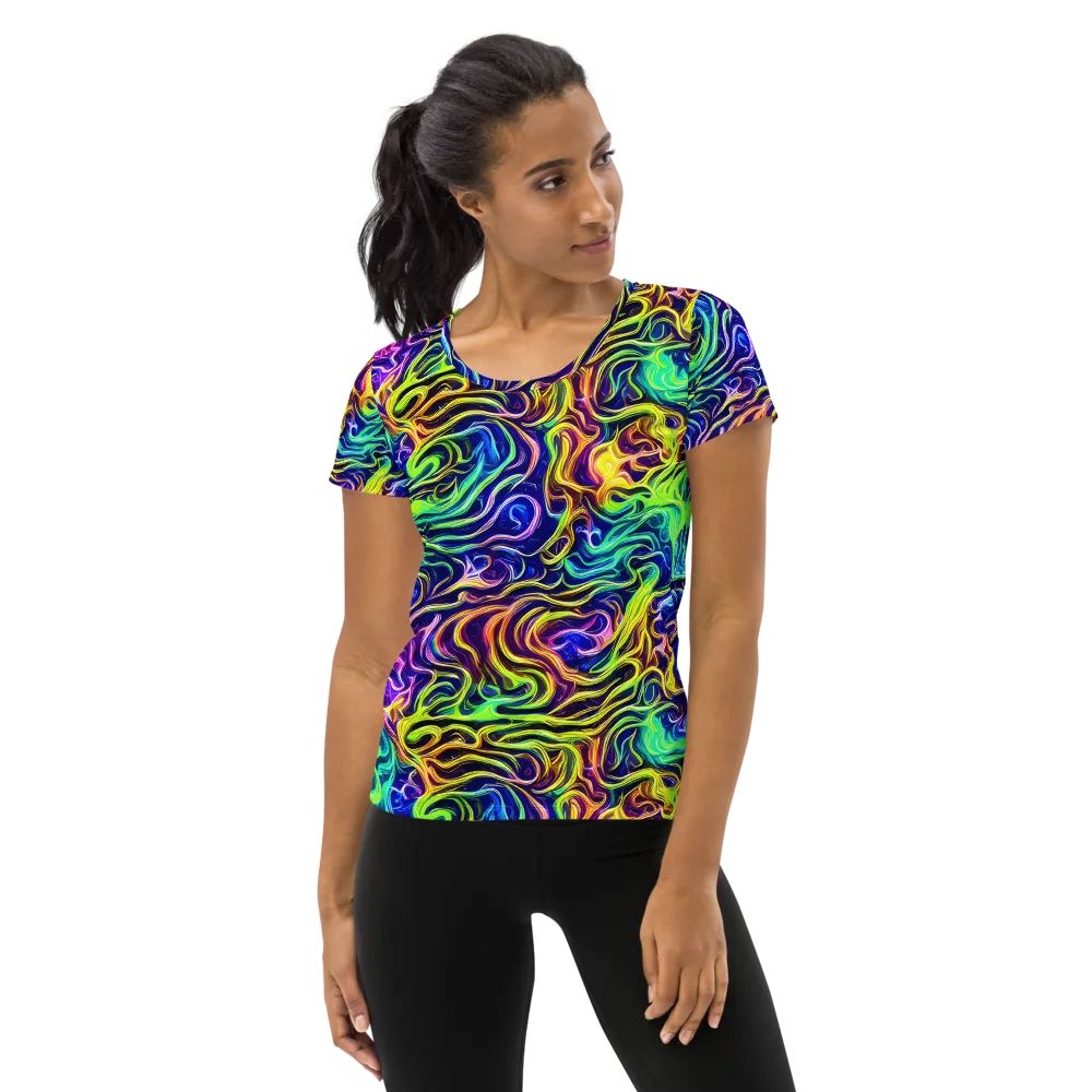 Acid Wave on Women's Athletic T-Shirt — Front
