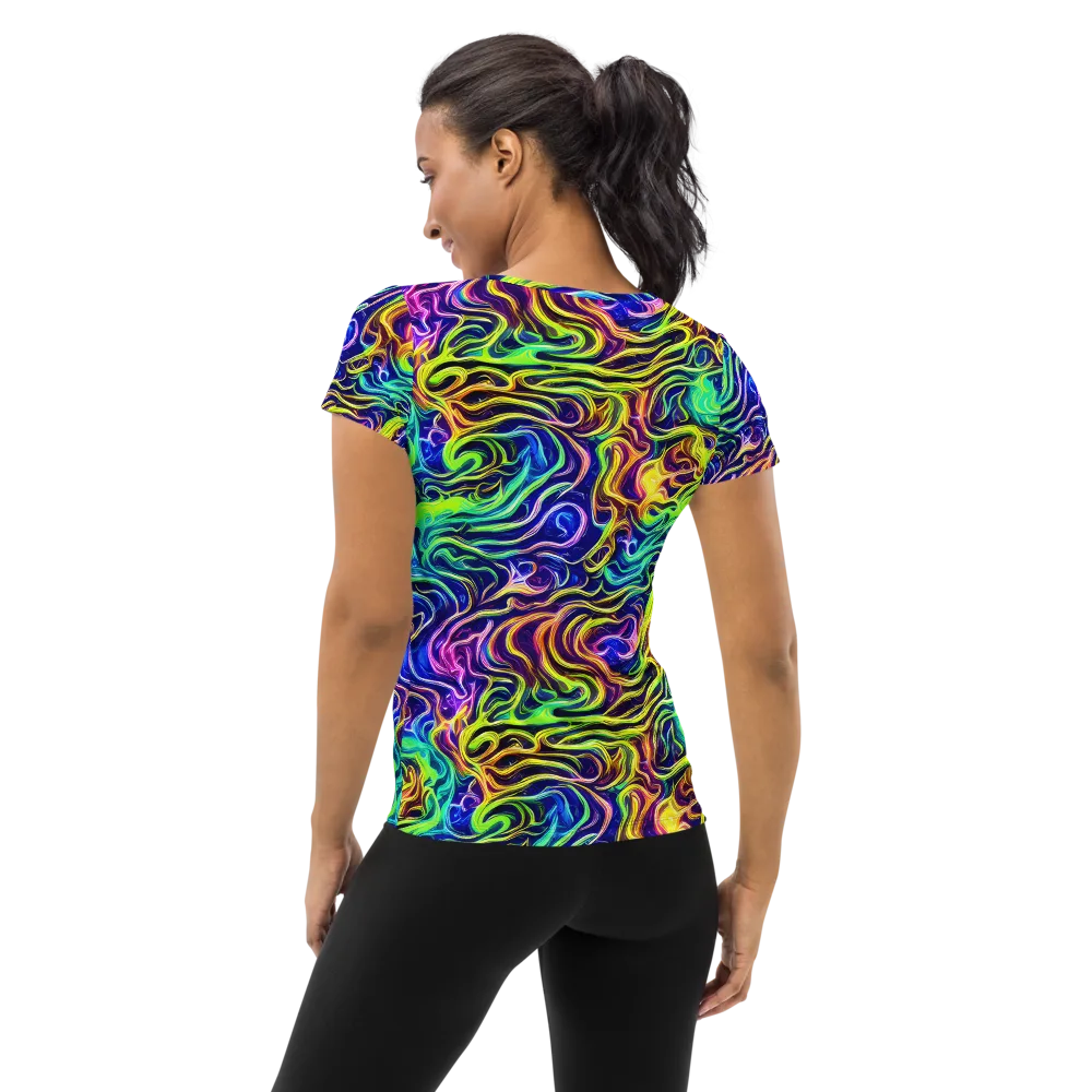 Acid Wave on Women's Athletic T-Shirt — Back