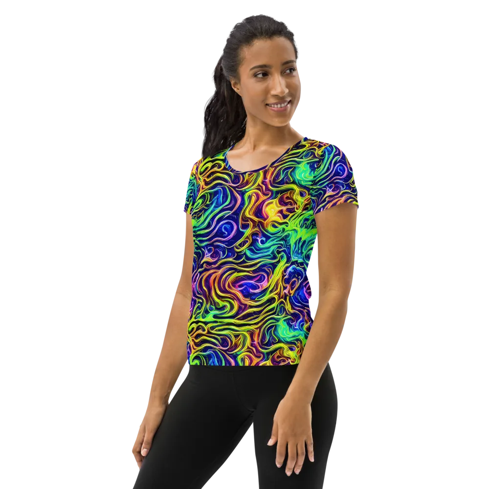Acid Wave on Women's Athletic T-Shirt — Left