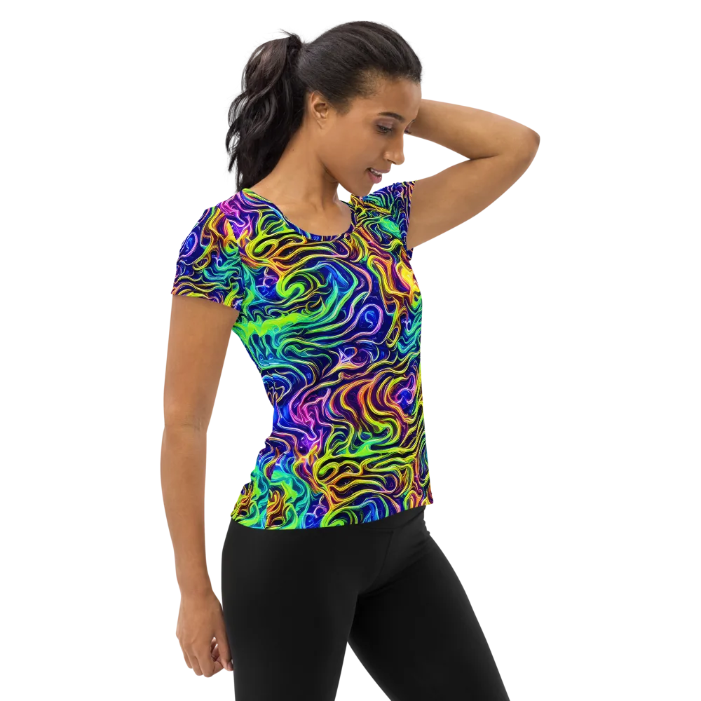 Acid Wave on Women's Athletic T-Shirt — Right
