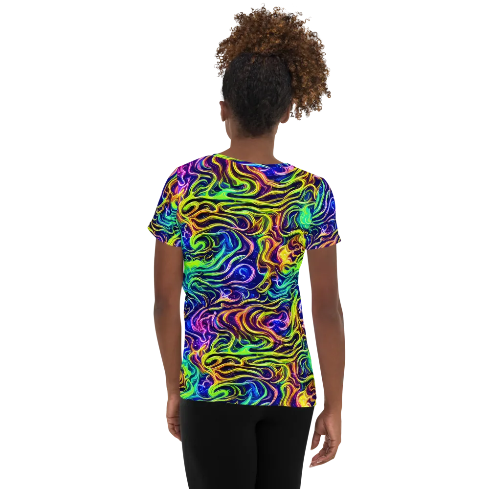 Acid Wave on Women's Athletic T-Shirt — Back