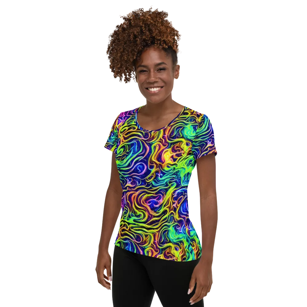 Acid Wave on Women's Athletic T-Shirt — Left