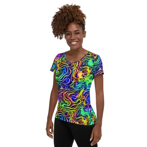 Acid Wave on a Women's Athletic T-Shirt