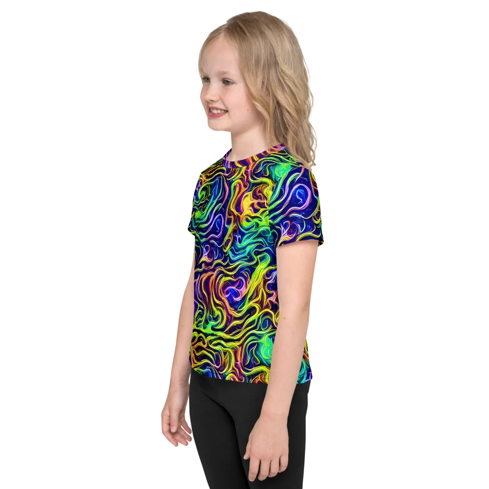 Acid Wave on Kids Crew Neck T-Shirt — Left