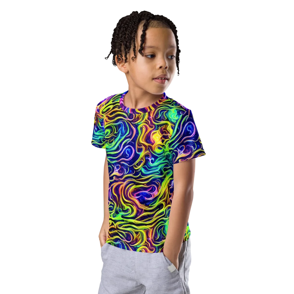 Acid Wave on Kids Crew Neck T-Shirt — Left Front